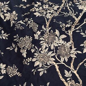Ralph Lauren Navy and Cream Floral Fabric King Duvet Cover